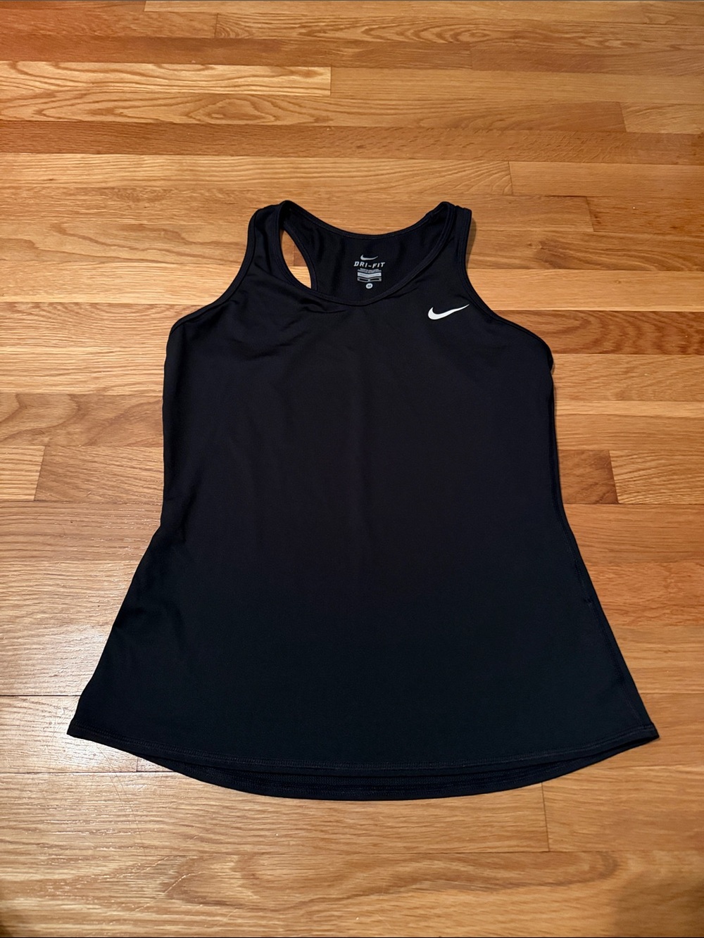 Nike Women’s Black Racerback Dri-FIT Tank with White Swoosh